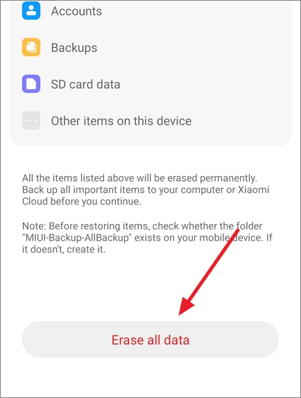 Erase all data