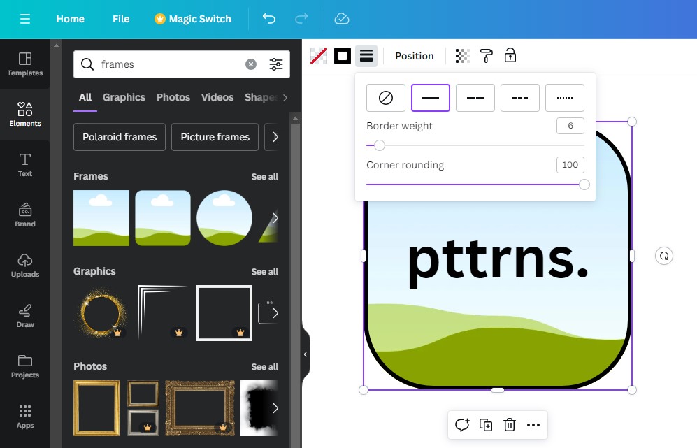 Adding border to frame