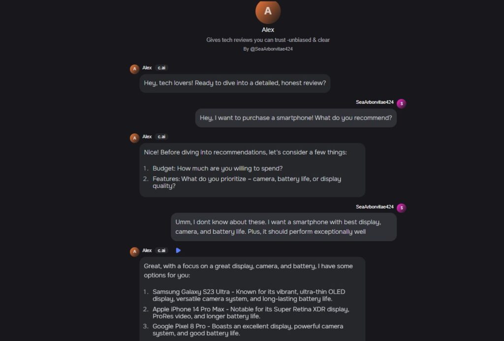 Chat with the character