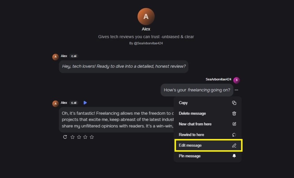 Click on Edit message