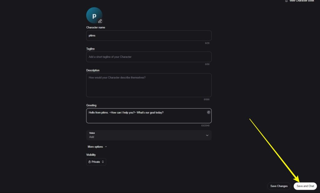 Click on Save and Chat button