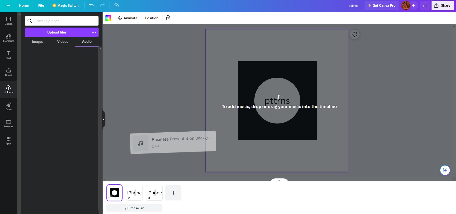 Drag and drop audio