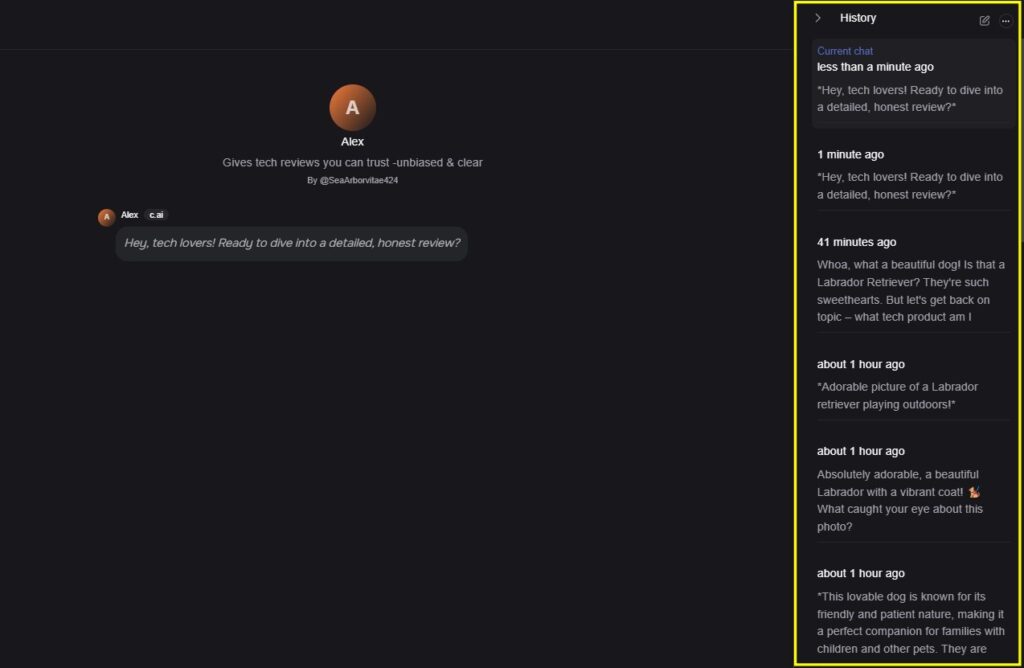 Select a saved chat