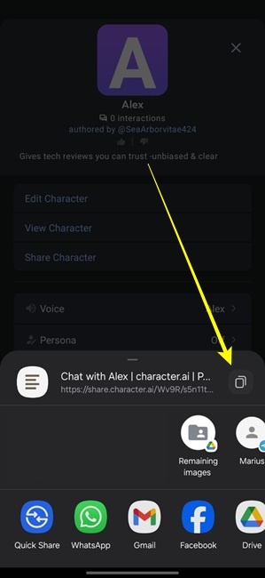 Tap on Copy