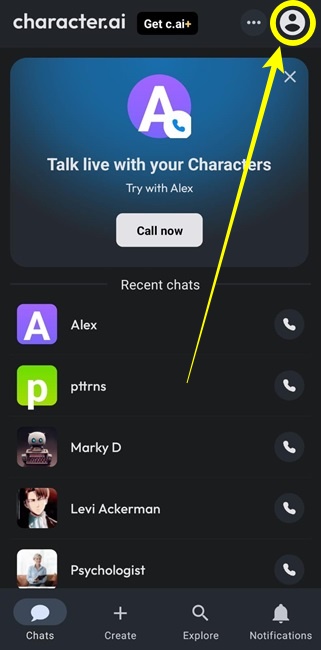 Tap on Profile