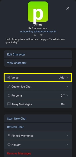 Tap on Voice option