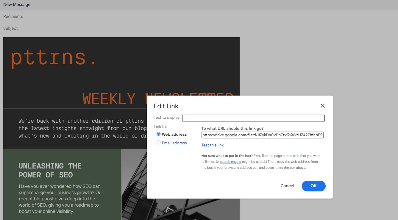 Add Google drive share link
