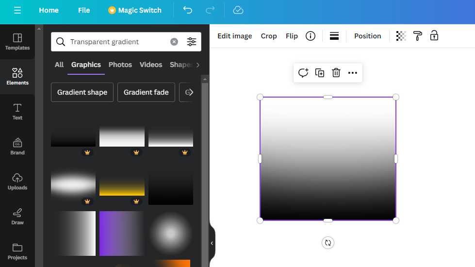 Add Transparent gradient to teh design