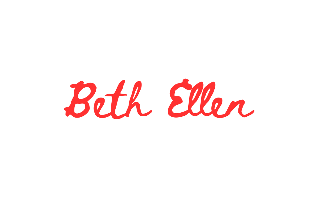 beth ellen font in red