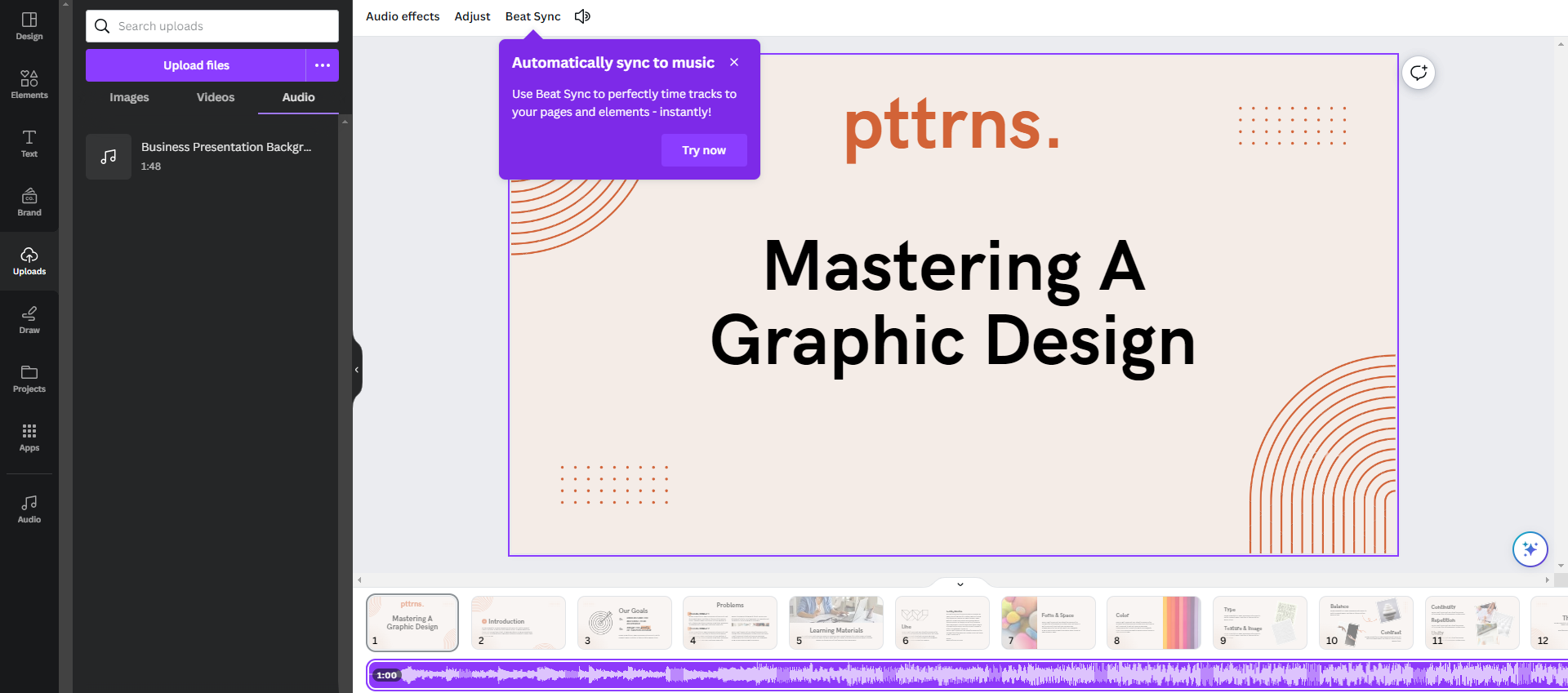 Audio added to presentation