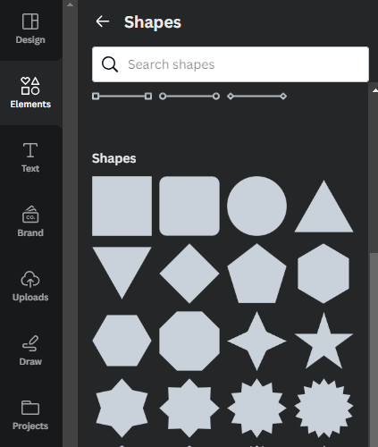 Available Shapes