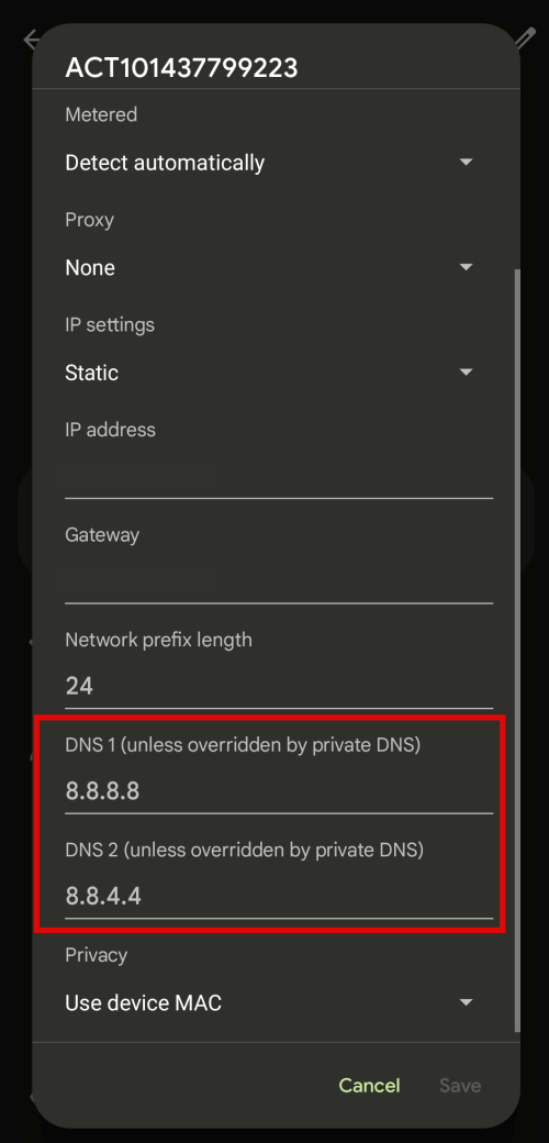 Change DNS