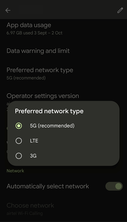 Change Network Type