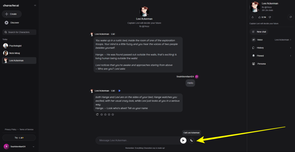 Click on Call icon