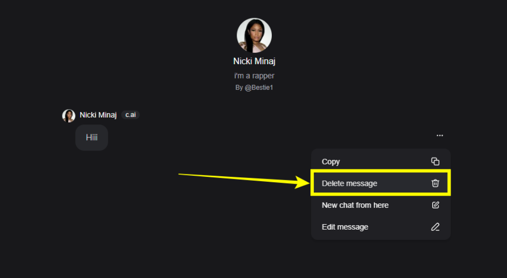 Click on Delete message