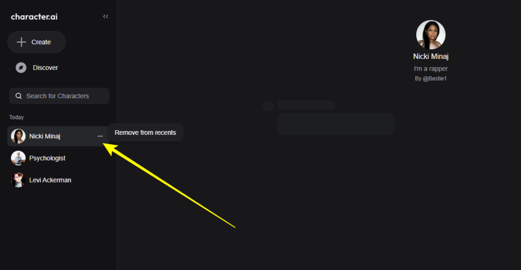 Click on Remove from recents