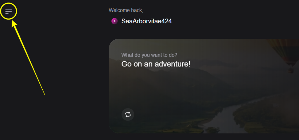 Click on Three horizontal bars