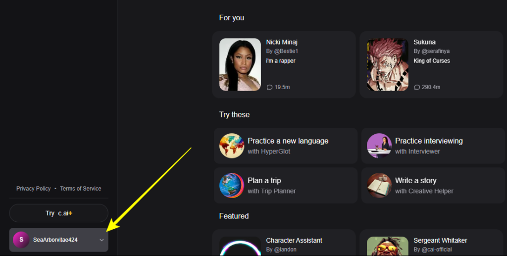 Click on Profile