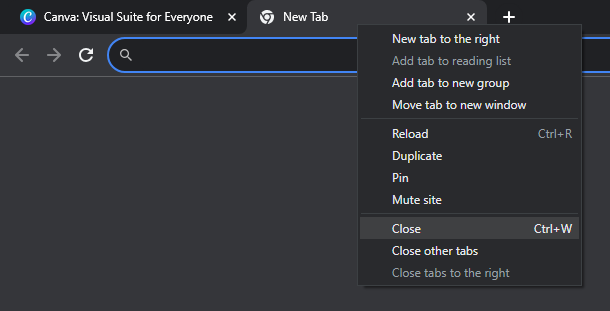 Close all tabs