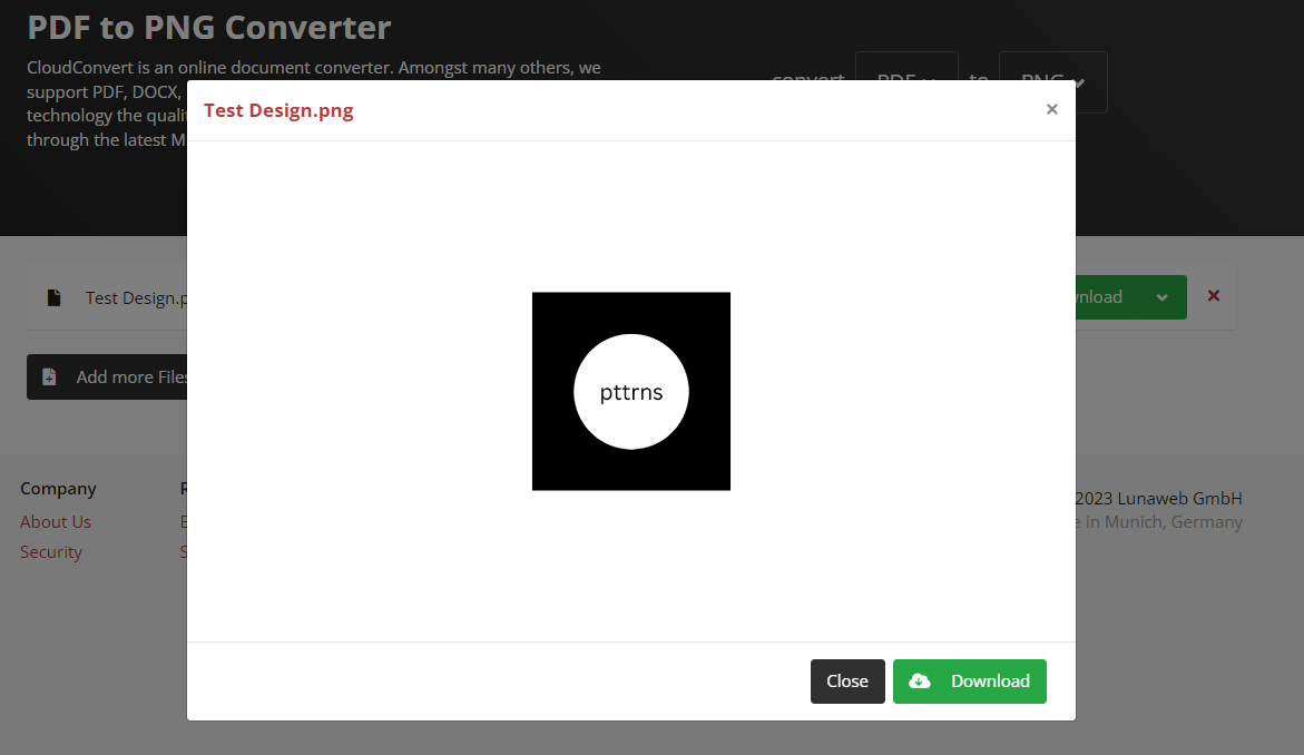 Cloud convert conversion result