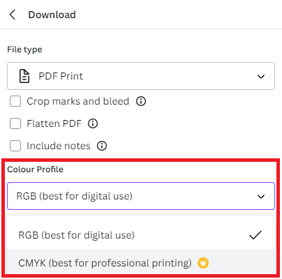 CMYK option