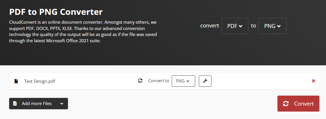 Convert button