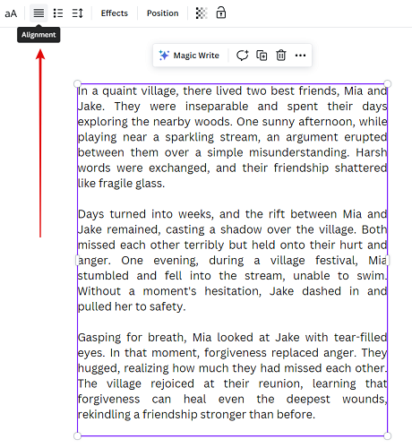 Copy text and adjust Alignment