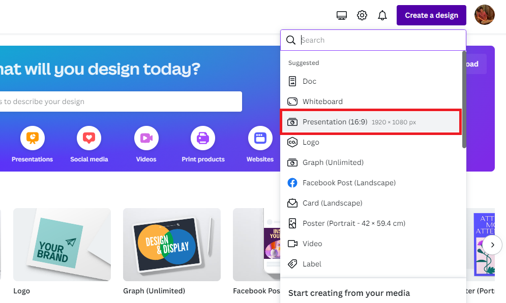 Create a design - Presentation
