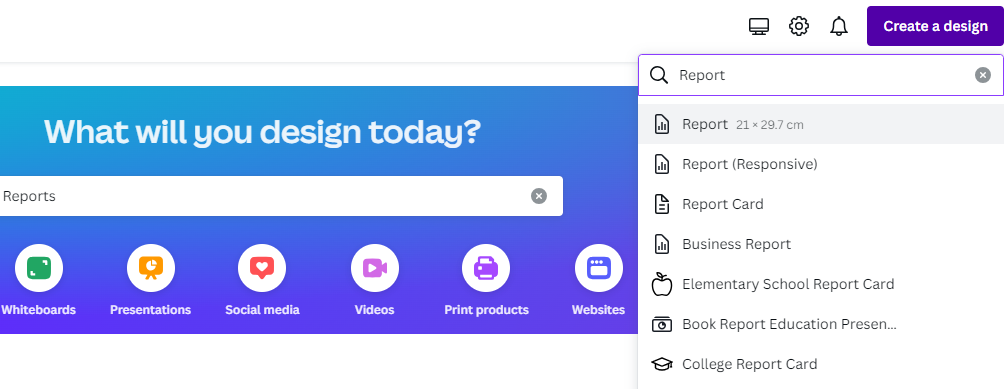 Create a design - Report