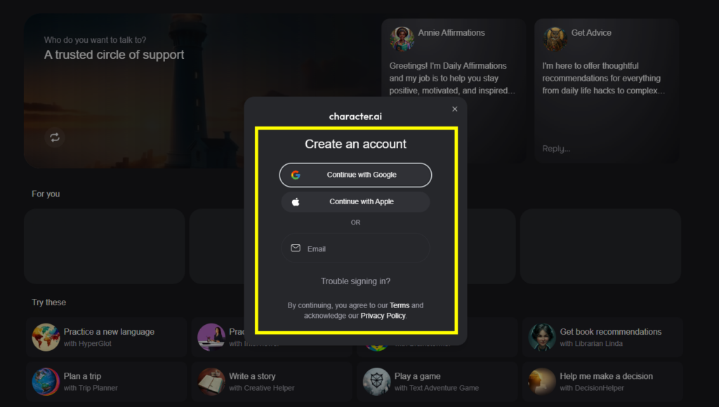 Create an account