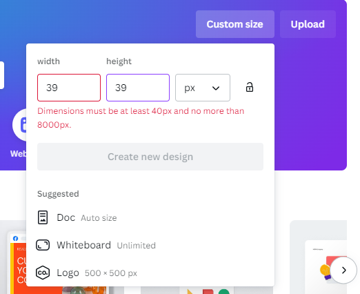 Custom Size