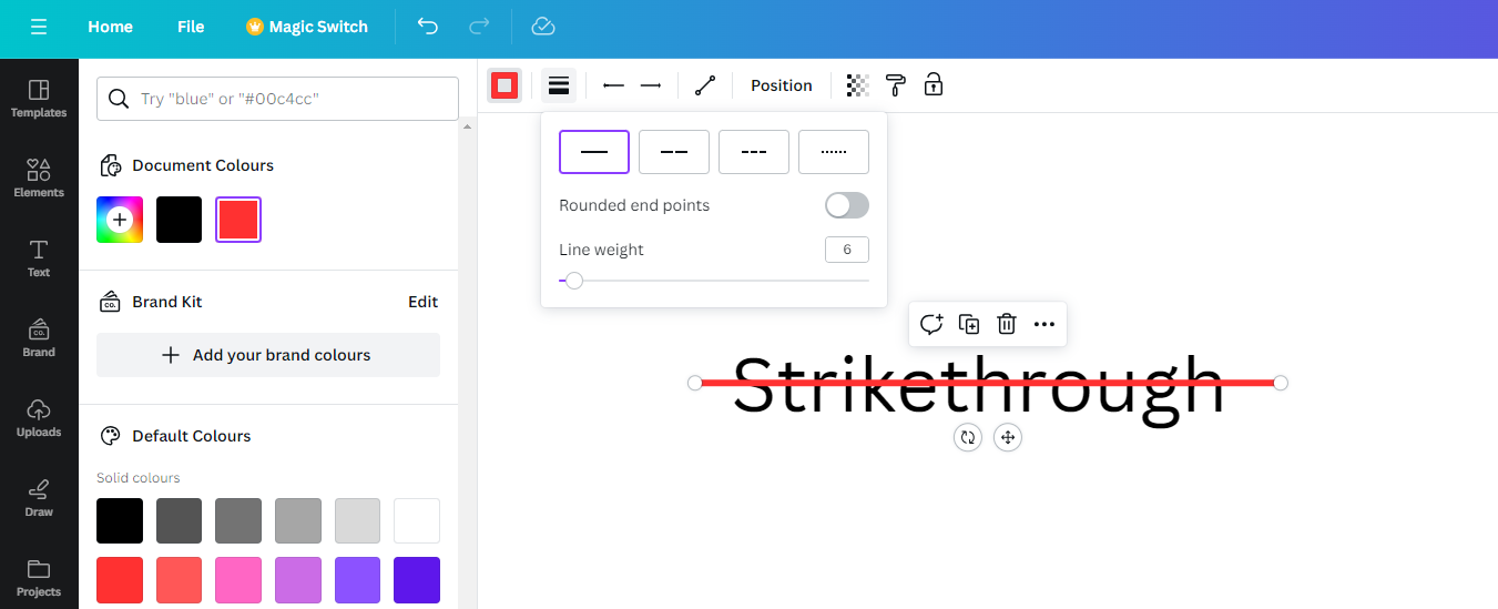 Custom strikethrough