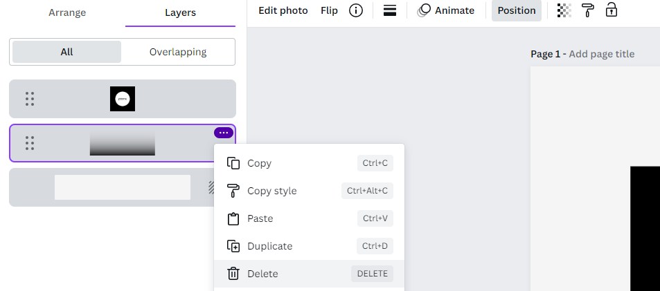 Delete layer