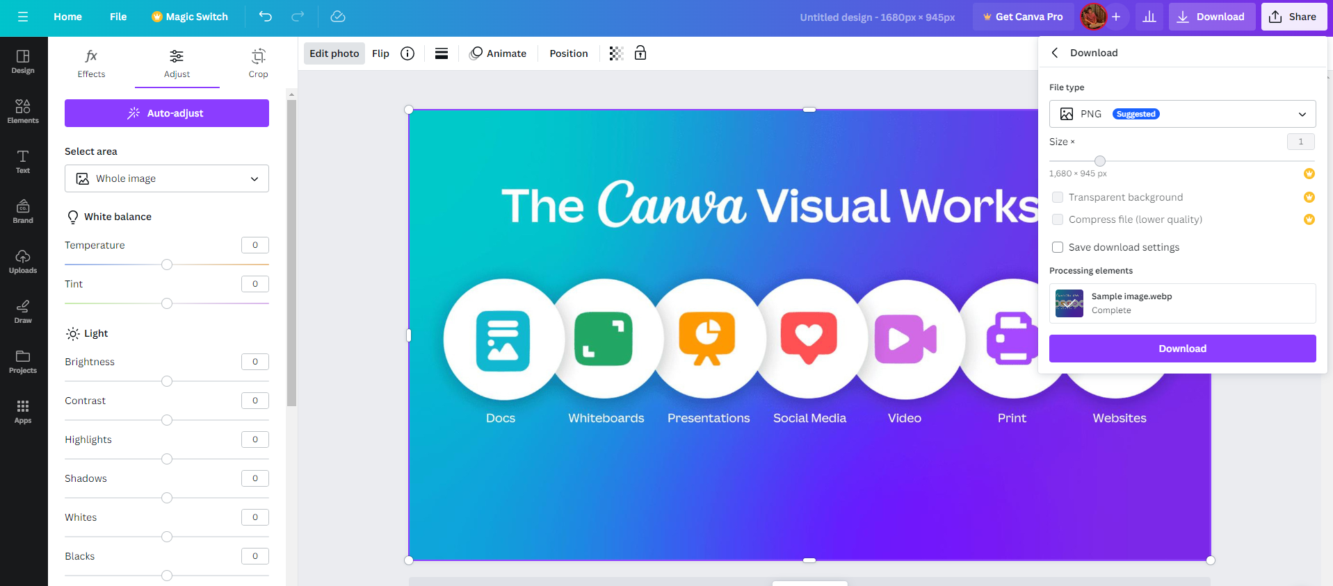 Download button on online tool