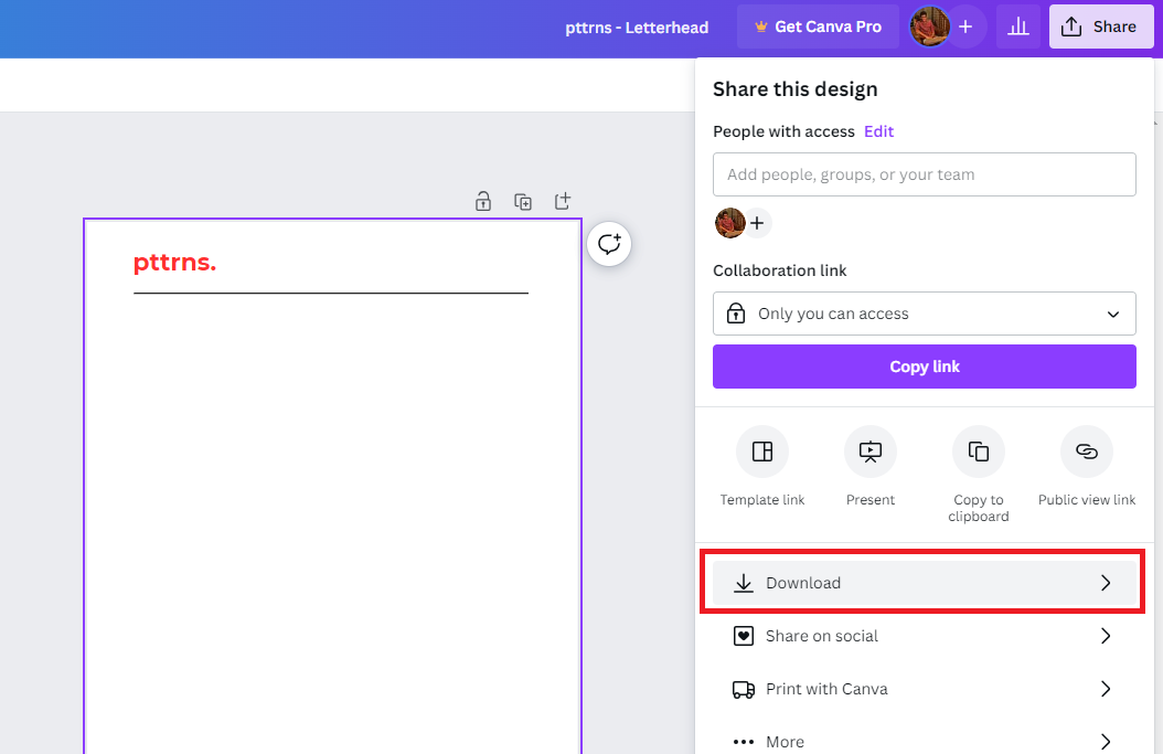 Download option
