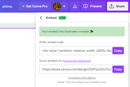 Embed links created
