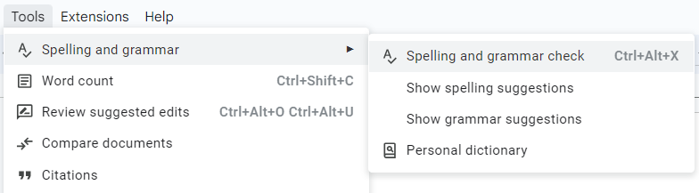 Enable suggestions on Docs