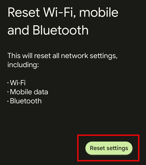 Factory Reset Network