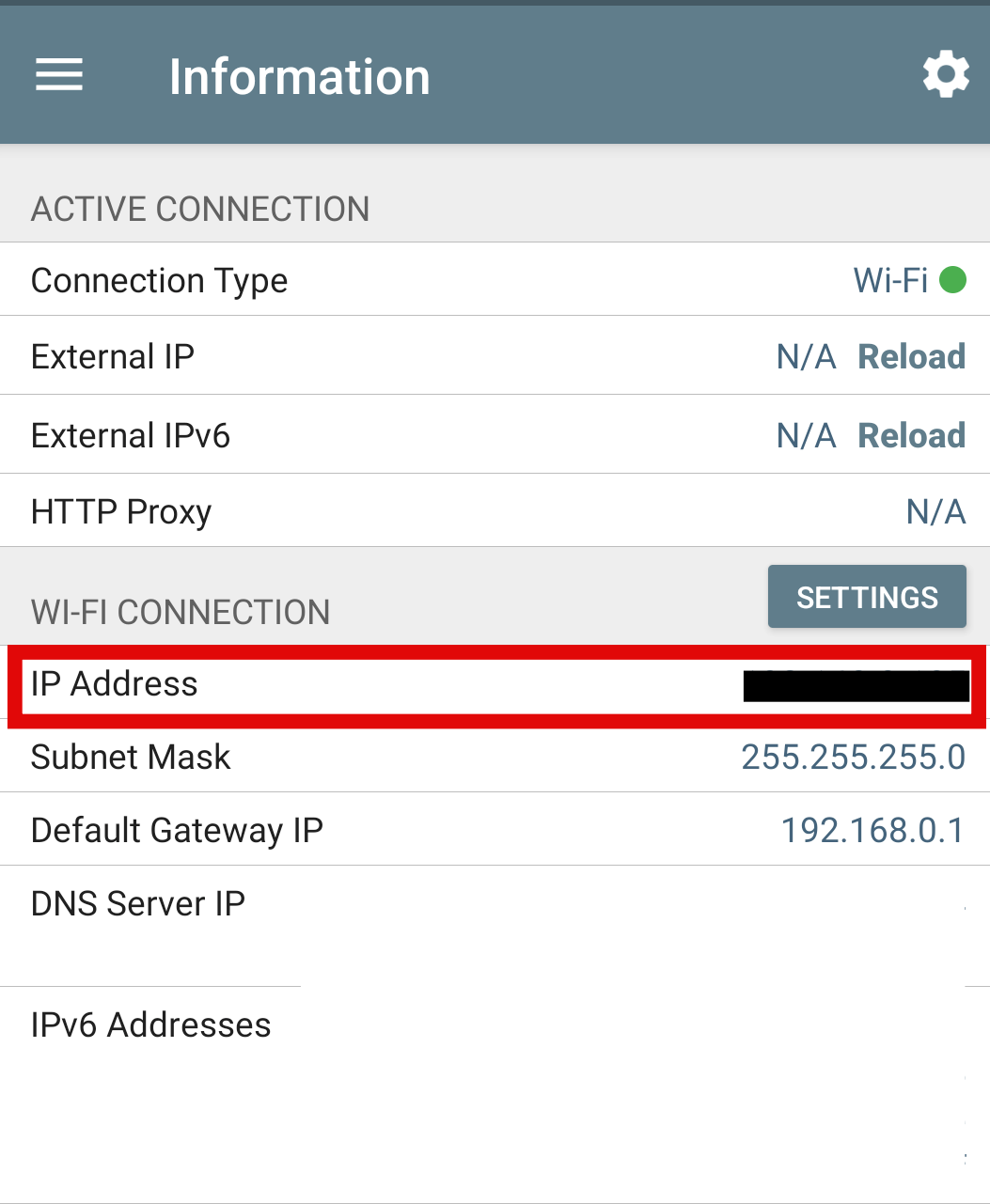 P Address on Network Analyzer