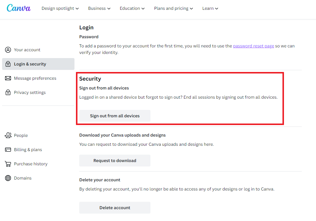 Login and security