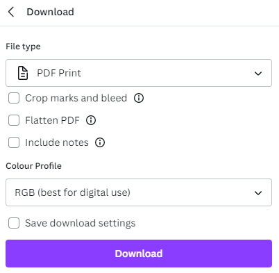 PDF Print download option