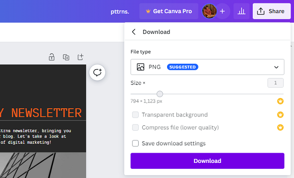 PNG as file type