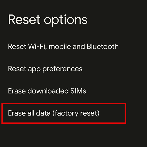 Factory Reset