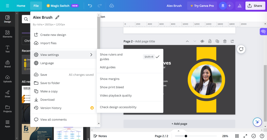 rulers and guides on canva
