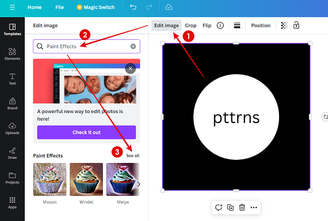 Search for paint effects