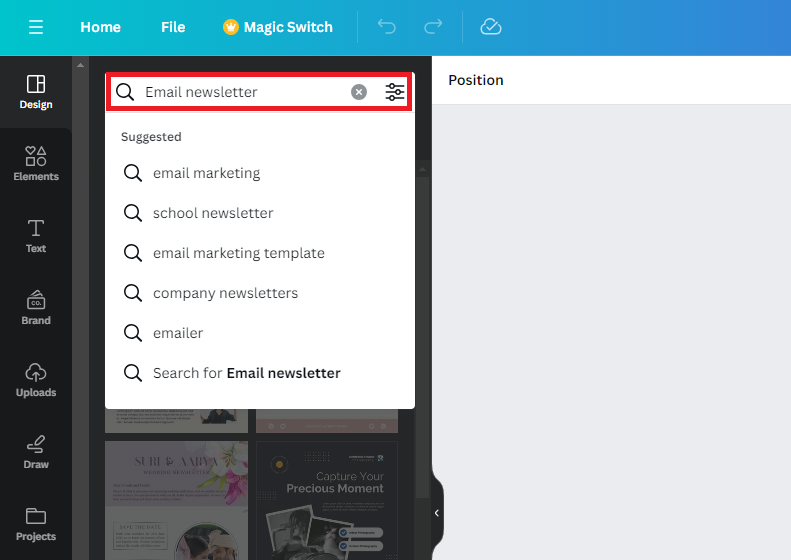 Searching for Email Newsletter