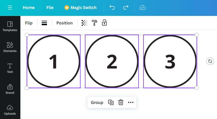 Select all elements of a design - Ctrl + A