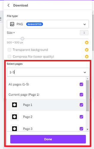 Select pages