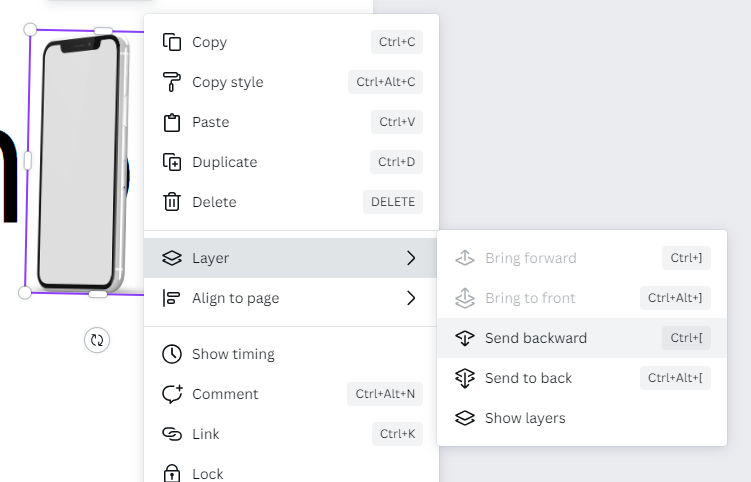 Send backward