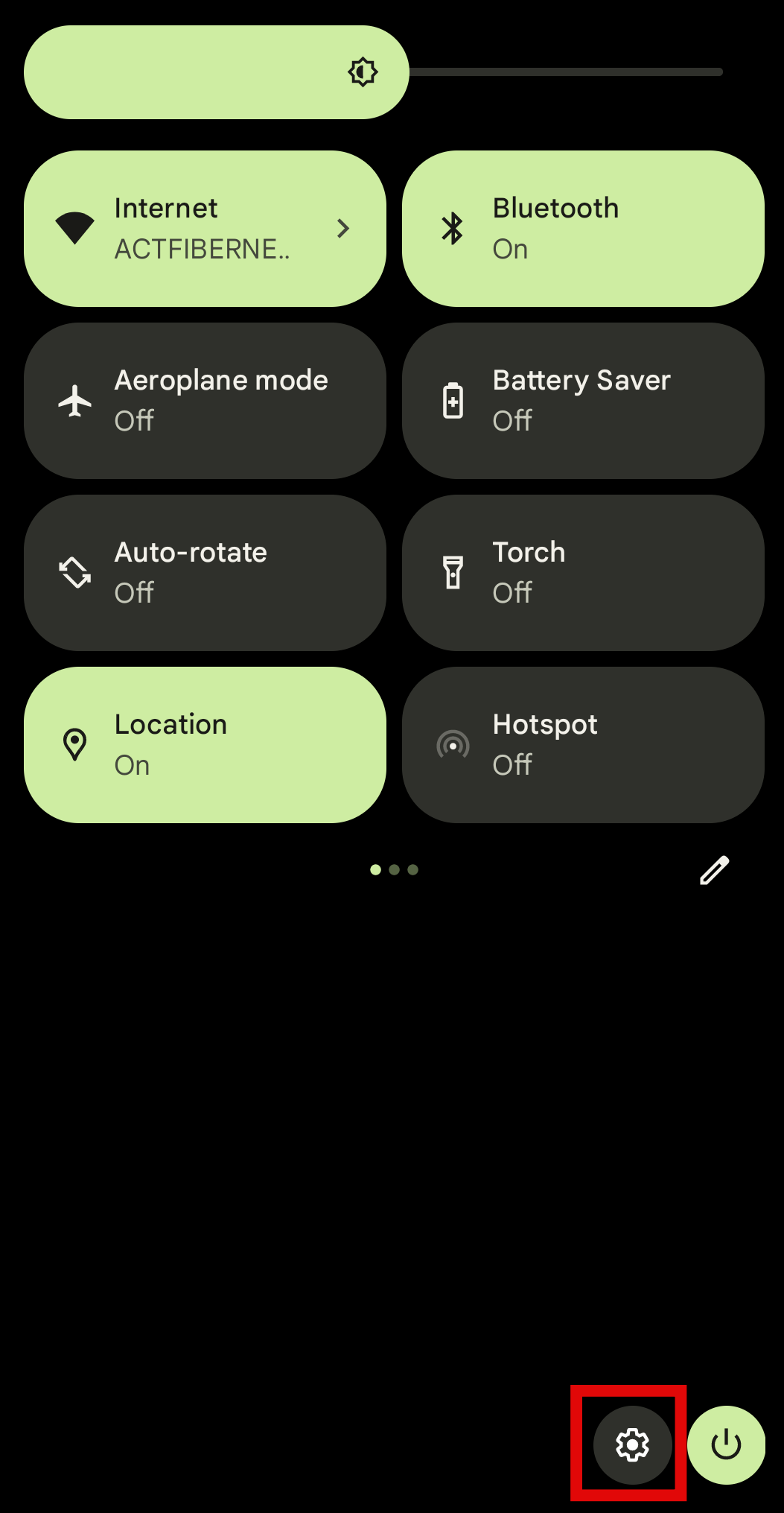 Opening Settings from Quick Access